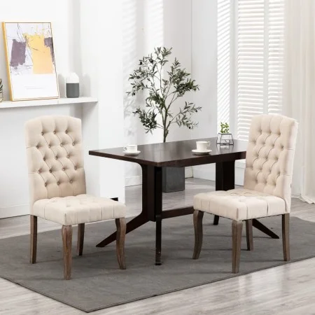 Dining chairs 2 units beige linen look fabric by vidaXL, dining chairs - Ref: Foro24-287949, Price: 275,00 €, Discount: %