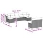 Set muebles jardín 9 pzas y cojines ratán sintético gris claro