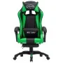 Silla gaming con reposapiés cuero sintético verde y negro de vidaXL, Sillas de oficina - Ref: Foro24-287989, Precio: 164,57 €...