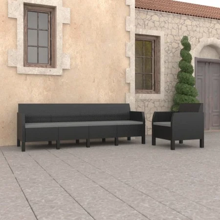 2-teiliges Gartenmöbel-Set PP Rattan anthrazitgraue Kissen von vidaXL, Gartensets - Ref: Foro24-3079673, Preis: 473,36 €, Rab...