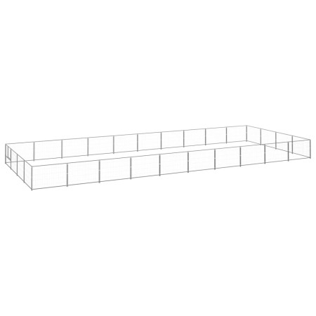 Silberner Zwinger 40 m² Stahl von vidaXL, Hundehütten und Zäune - Ref: Foro24-3082156, Preis: 451,03 €, Rabatt: %