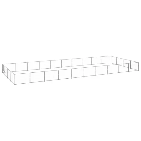 Silberner Zwinger 40 m² Stahl von vidaXL, Hundehütten und Zäune - Ref: Foro24-3082156, Preis: 445,64 €, Rabatt: %
