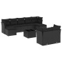 Set de sofás de jardín 10 pzas cojines ratán sintético negro