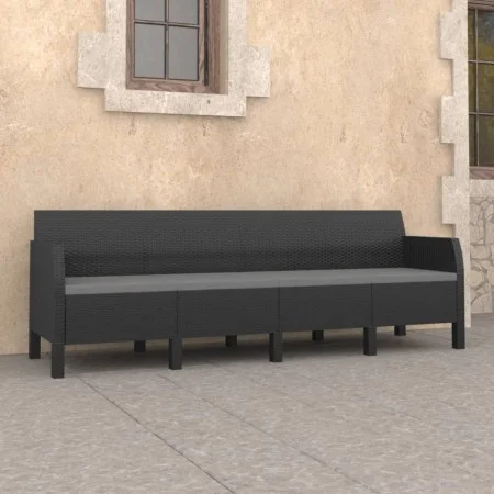 4-Sitzer-Gartensofa mit anthrazitgrauen Rattan-PP-Kissen von vidaXL, Gartensets - Ref: Foro24-3079669, Preis: 351,59 €, Rabat...