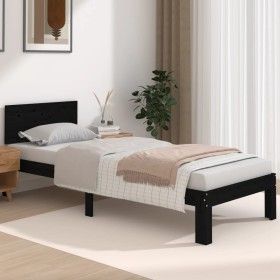 Schwarzer Einzelbettrahmen aus Massivholz, 75 x 190 cm von vidaXL, Betten und Lattenroste - Ref: Foro24-810459, Preis: 119,34...