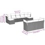 Set sofás jardín 10 pzas con cojines ratán sintético gris claro