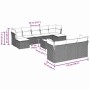 Set de sofás de jardín 11 pzas y cojines ratán sintético gris