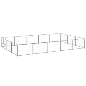 Silver dog kennel 15 m² steel by vidaXL, Dog kennels and fences - Ref: Foro24-3082137, Price: 259,04 €, Discount: %