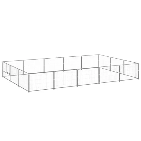 Silver dog kennel 15 m² steel by vidaXL, Dog kennels and fences - Ref: Foro24-3082137, Price: 259,02 €, Discount: %