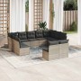 Set de sofás de jardín 11 pzas y cojines ratán sintético gris