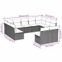 Set de sofás de jardín 11 pzas y cojines ratán sintético gris