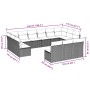 Set de sofás de jardín y cojines 13 pzas ratán sintético negro