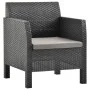 Gartenmöbel-Set 3-teilig Kissen PP Rattan Anthrazitgrau von vidaXL, Gartensets - Ref: Foro24-3079674, Preis: 525,10 €, Rabatt: %