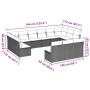 Set sofás de jardín con cojines 13 piezas ratán sintético gris