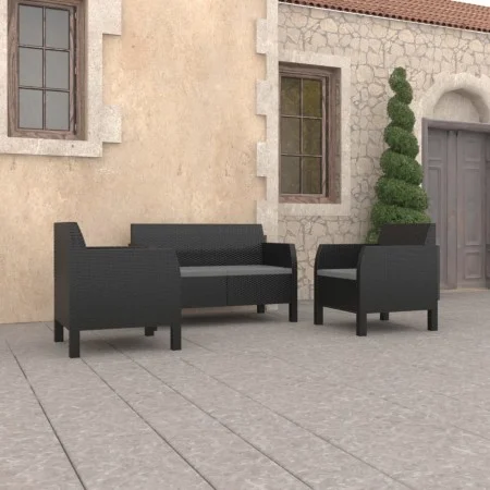 3-teiliges Gartenmöbel-Set PP Rattan anthrazitgraue Kissen von vidaXL, Gartensets - Ref: Foro24-3079671, Preis: 398,45 €, Rab...