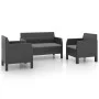 3-teiliges Gartenmöbel-Set PP Rattan anthrazitgraue Kissen von vidaXL, Gartensets - Ref: Foro24-3079671, Preis: 398,45 €, Rab...