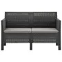 3-teiliges Gartenmöbel-Set PP Rattan anthrazitgraue Kissen von vidaXL, Gartensets - Ref: Foro24-3079671, Preis: 398,45 €, Rab...