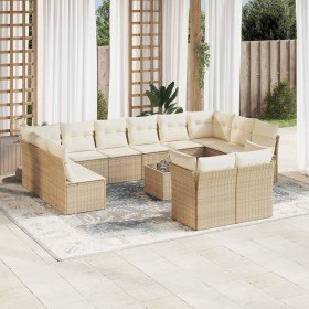 Set sofás de jardín con cojines 13 pzas ratán sintético beige en Conjuntos de jardín | Comprar online en Foro24