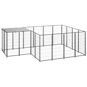 Schwarzer Zwinger 6,05 m² aus Stahl von vidaXL, Hundehütten und Zäune - Ref: Foro24-3082205, Preis: 302,60 €, Rabatt: %