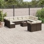 Set de sofás de jardín con cojines 13 piezas ratán PE marrón