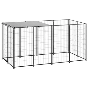 Black kennel 2.42 m² steel by vidaXL, Dog kennels and fences - Ref: Foro24-3082199, Price: 181,12 €, Discount: %