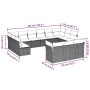 Set sofás de jardín con cojines 13 piezas ratán sintético gris