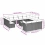 Set sofás jardín 14 pzas con cojines ratán sintético gris claro