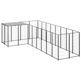 Black dog kennel 6.05 m² steel by vidaXL, Dog kennels and fences - Ref: Foro24-3082225, Price: 374,42 €, Discount: %