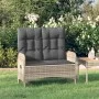 Reclining garden bench with gray PE rattan cushions 107 cm by vidaXL, garden benches - Ref: Foro24-319893, Price: 162,59 €, D...