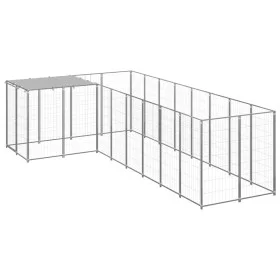 Silberner Zwinger 6,05 m² Stahl von vidaXL, Hundehütten und Zäune - Ref: Foro24-3082231, Preis: 322,61 €, Rabatt: %