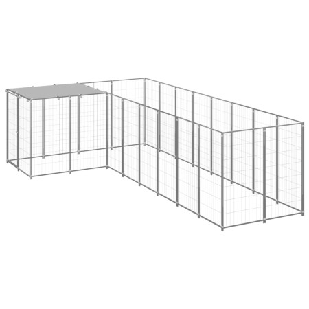 Silberner Zwinger 6,05 m² Stahl von vidaXL, Hundehütten und Zäune - Ref: Foro24-3082231, Preis: 326,49 €, Rabatt: %