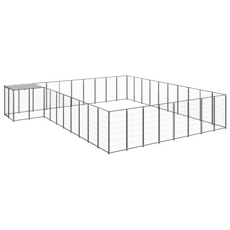 Perrera negra 25,41 m² acero de vidaXL, Casetas y cercados para perros - Ref: Foro24-3082240, Precio: 628,99 €, Descuento: %