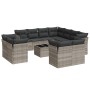 Set de sofás de jardín 12 pzas y cojines ratán sintético gris