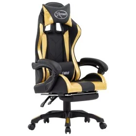 Gaming chair with footrest black and gold synthetic leather by vidaXL, Office chairs - Ref: Foro24-287988, Price: 165,26 €, D...