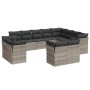 Set de sofás de jardín 12 pzas y cojines ratán sintético gris