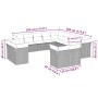 Set sofás de jardín con cojines 13 piezas ratán sintético gris
