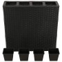 Jardinera alta con 4 macetas ratán sintético negro de vidaXL, Maceteros y jardineras - Ref: Foro24-41084, Precio: 224,89 €, D...