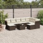 Set de sofás de jardín 10 pzas y cojines ratán sintético marrón