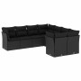 Set de sofás de jardín 8 piezas y cojines ratán sintético negro