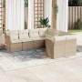 Juego de sofás de jardín con cojines beige 8 pzas ratán PE