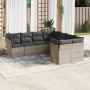 Set de sofás de jardín 8 pzas y cojines ratán sintético gris