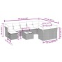 Set de sofás de jardín 11 pzas y cojines ratán sintético negro