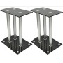 Soporte para altavoz, de cristal negro y aluminio, 2 unidades