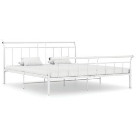 Estructura de cama sin colchón metal blanco 200x200 cm Estructura de cama sin colchón metal blanco 200x200 cm