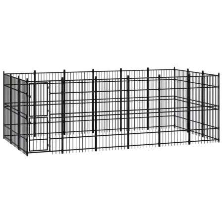 Steel outdoor kennel 16.59 m² by vidaXL, Dog kennels and fences - Ref: Foro24-3097977, Price: 954,23 €, Discount: %
