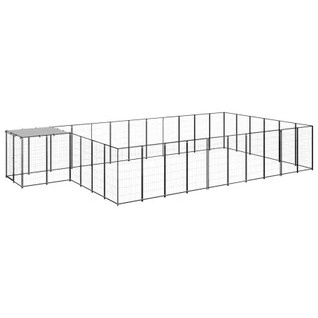 Schwarzer Zwinger 19,36 m² aus Stahl von vidaXL, Hundehütten und Zäune - Ref: Foro24-3082215, Preis: 532,16 €, Rabatt: %
