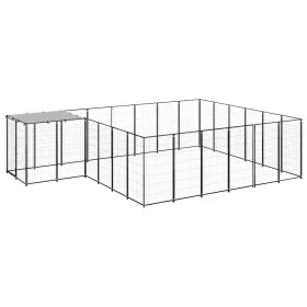 Perrera negra 12,1 m² acero de vidaXL, Casetas y cercados para perros - Ref: Foro24-3082213, Precio: 422,27 €, Descuento: %