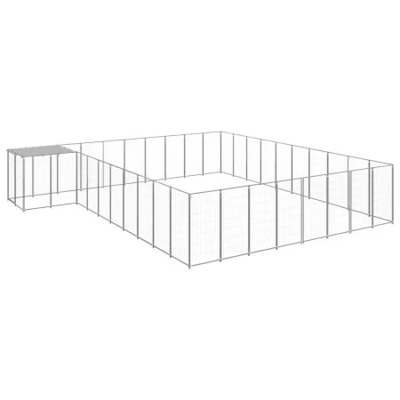 Silberner Zwinger 25,41 m² Stahl von vidaXL, Hundehütten und Zäune - Ref: Foro24-3082246, Preis: 521,00 €, Rabatt: %