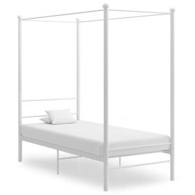Estructura de cama con dosel sin colchón metal blanco 90x200 cm Estructura de cama con dosel sin colchón metal blanco 90x200 cm