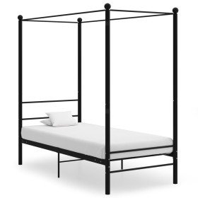 Estructura de cama con dosel sin colchón metal negro 100x200 cm en Camas y somieres | Comprar online en Foro24
